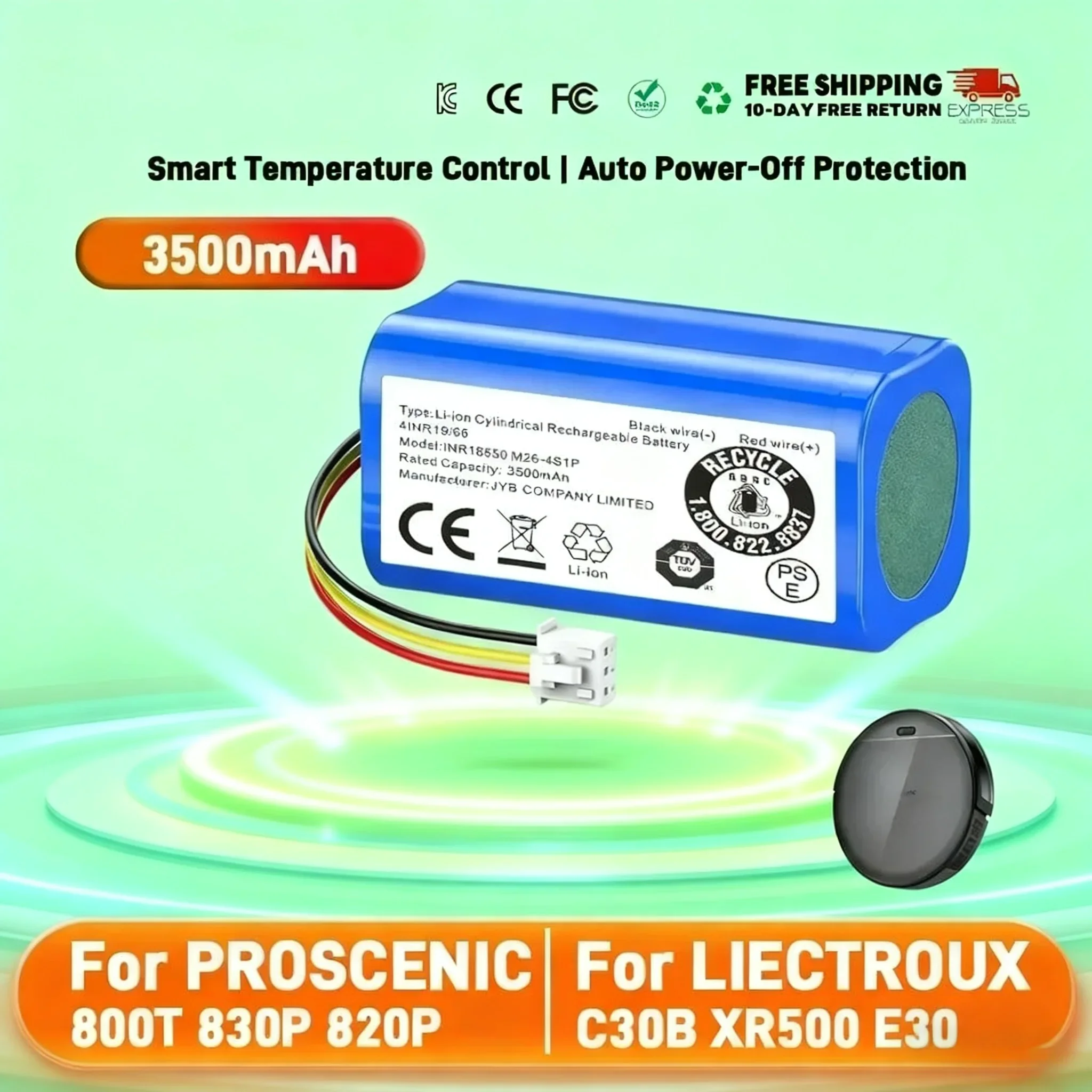 

14.4V/14.8V 18650 li-ion battery For LIECTROUX C30B XR500 E30 For PROSCENIC 800T 830P 820P 820T 820S Robot Vacuum Cleaner