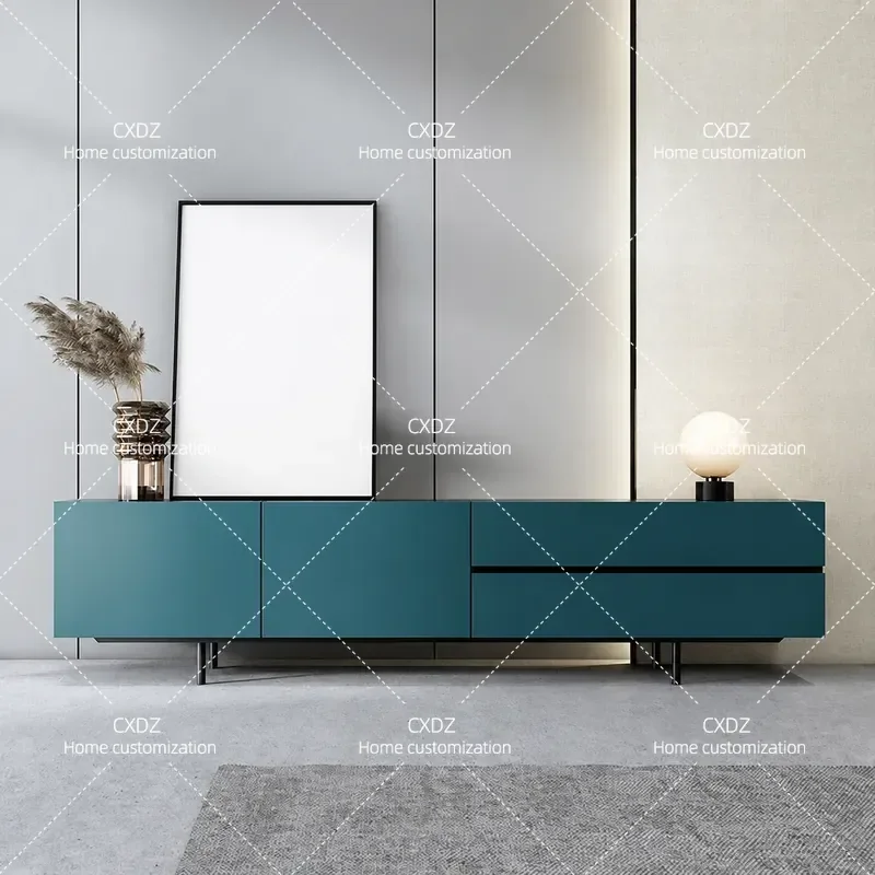 Minimalist Painted TV Cabinet Modern Simple Living Room Storage Unit Decorative Side Locker for Home Organization