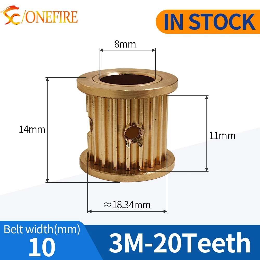 HTD3M copper Timing pulley 3M 20 teeth Bore 8mm belt width 10mm for CNC Automatic equipment Engraving Machine