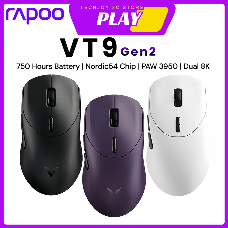 

Новая беспроводная игровая мышь Rapoo VT9MAX 2,4G, проводная, двойная, легкая, 8K, PAW3950, 0,125 мс, 750 часов, мышь для ПК, аксессуары для ноутбуков