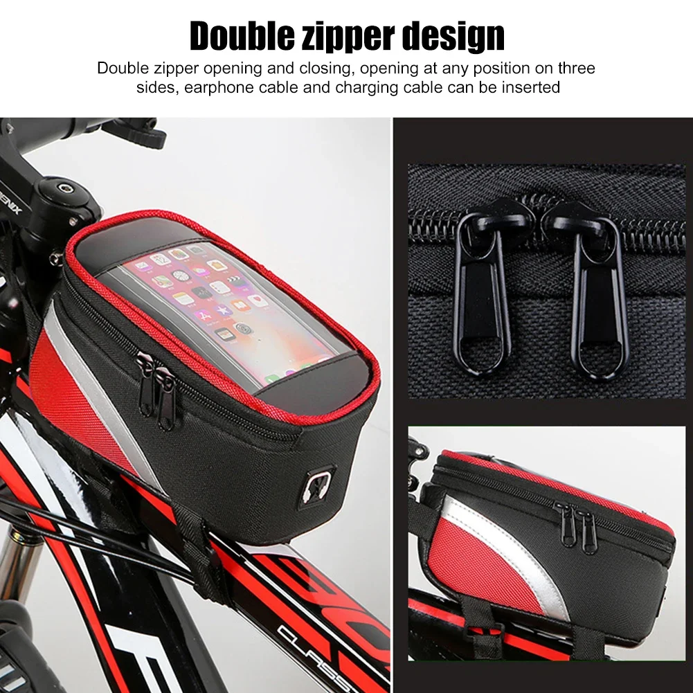 Waterproof Bicycle Front Frame Bag TPU Sensitive Touch Screen 6.7 Inch Phone Holder Cycling Top Tube Bag Road MTB Bike Accessory