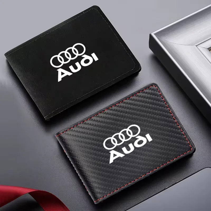 For Audi A1 A2 A3 A4 A5 A6 A7 A8 Q1 Q2 Q3 Q4 Q5 Q6 Q7 Q8 TT RS3 S5 B8 Quattro Car Driver License Wallet ID Credit Card Holder