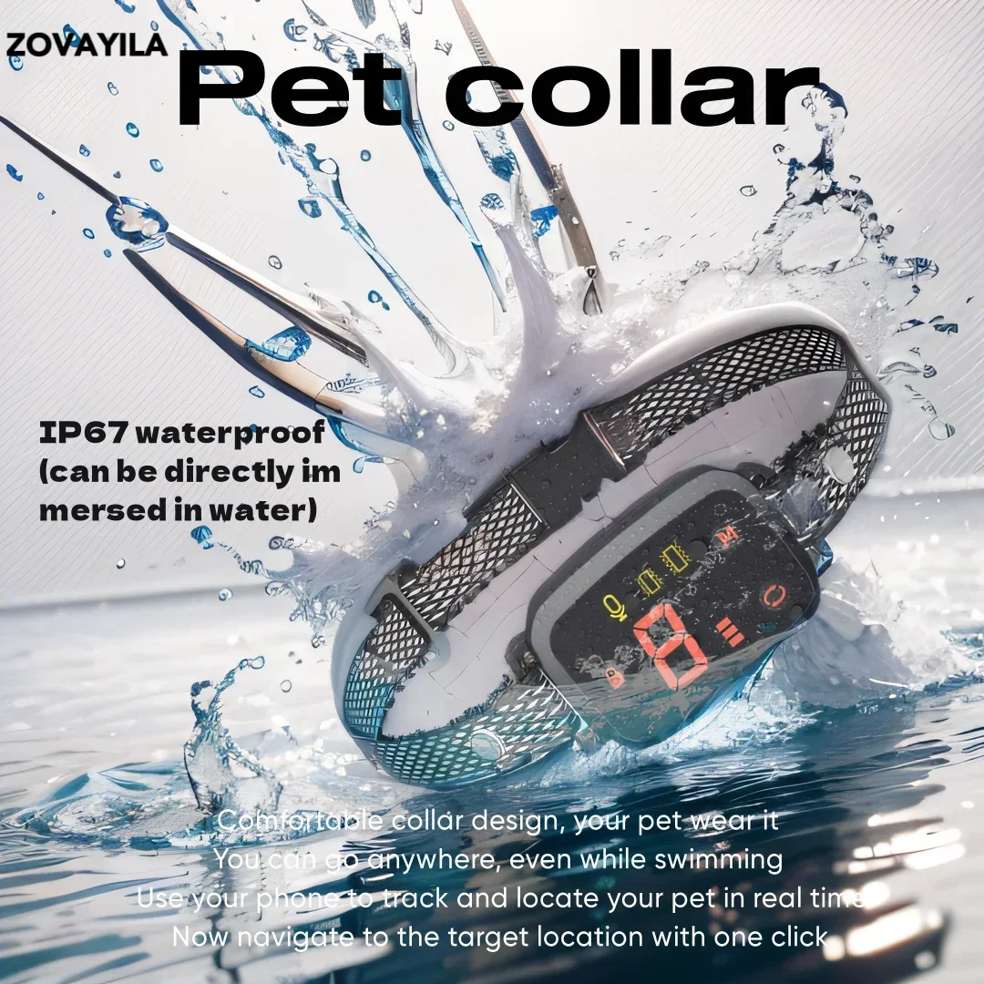 4G Pet GPS Tracker with Collar，real Time Tracking Waterproof Digital Display, Touch Charging, Color Screen