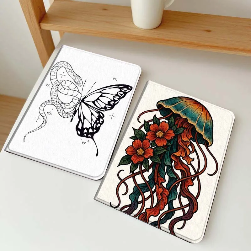 

Cartoon Snake Butterfly Art Gift Tablet Case For Apple iPad Air Pro mini 1 2 3 4 5 6 7 8 9 11 M2 M3 M5 M4 5th 6th 7th 10th 11th