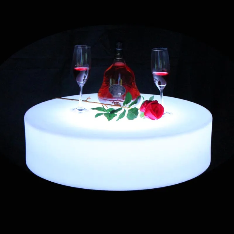 LED Bar Furniture Illuminated Coffee Table for Event Party,Wedding, Outdoor Decorative Coffee Table, D60H16cm or D66H16cm,1Pc