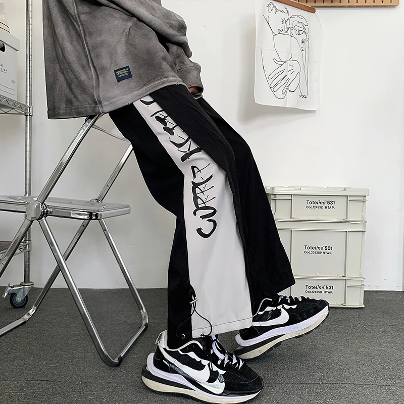 

Men's Straight Leg Casual Pants Autumn Faion Loose Drapey Hong Kong Sle Spor Anti-Wrinkle Low Waist Nine-Piece Trendy T...