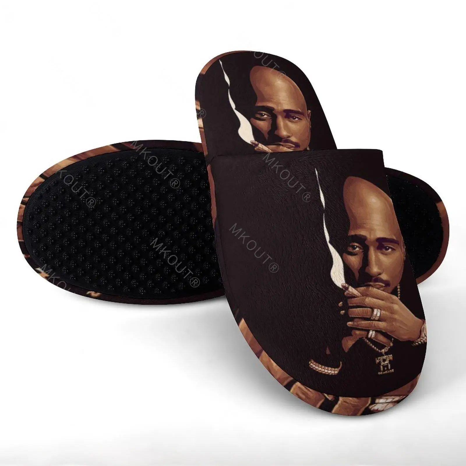 Rap 2pac Tupac All (41) Warm Cotton Slippers For  Men Women Thick Soft Soled Non-Slip Fluffy Shoes  Indoor House Slippers Colon