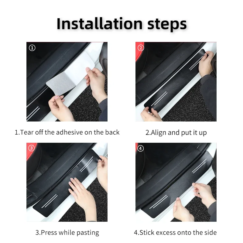 عتبة باب السيارة ألياف الكربون ملصق عتبة الجانب المضادة للخدش الشريط مقاوم للماء لشيري تيجو 2 3 4 6 7 8 3X 5X Pro T11 5X Glx #6