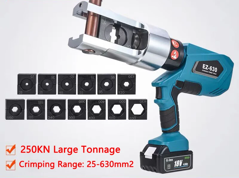 Electric Hydraulic Pliers Rechargeable EZ-630 Portable Crimping Pliers Cable Copper Aluminium Terminal Crimping Pliers 25-630mm2