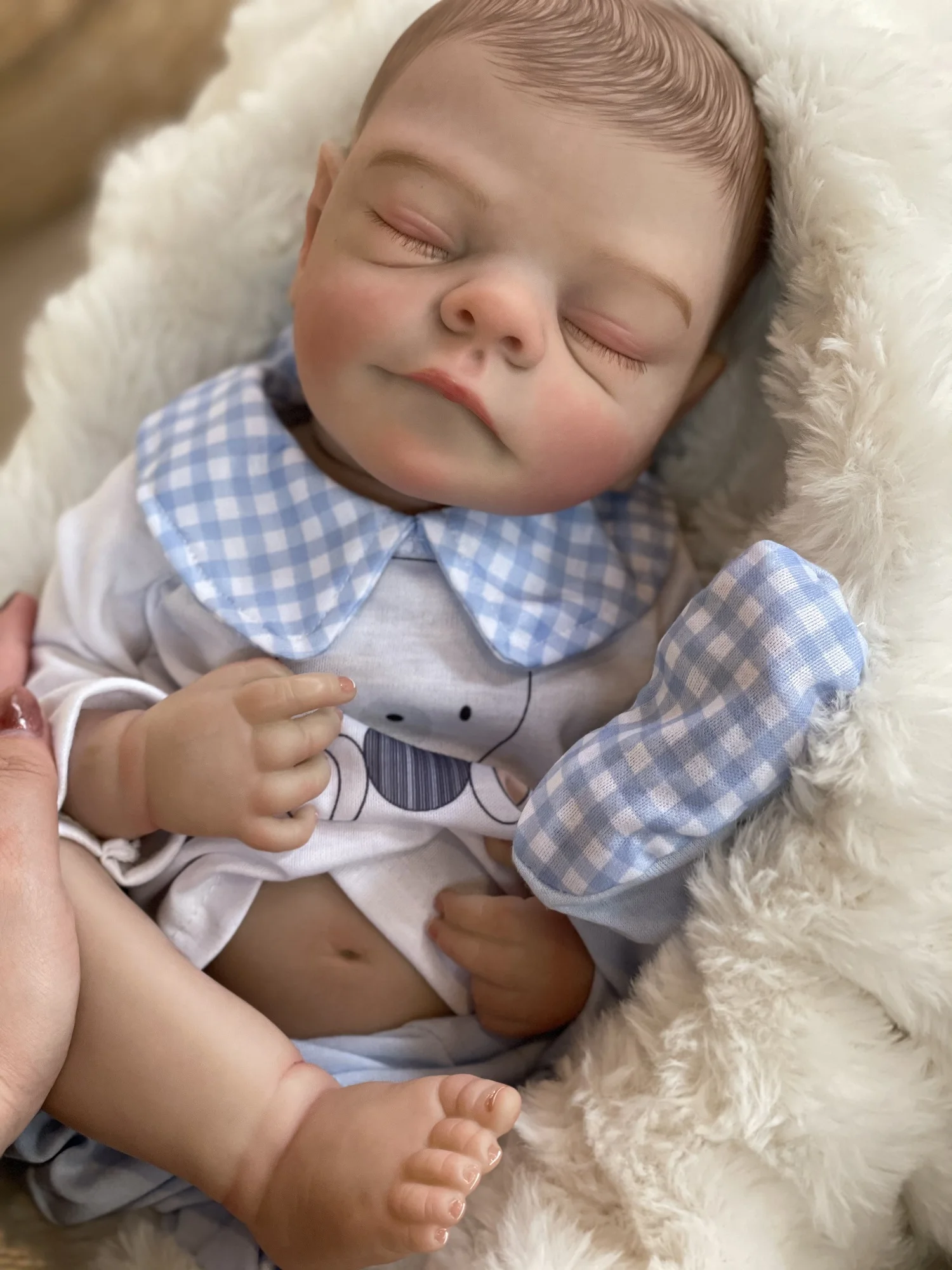 18 Polegada artesanal ly016 boneca reborn bebê menino com cabelo pintado e pele pintada 3d recém-nascido como boneca reborn bonecas