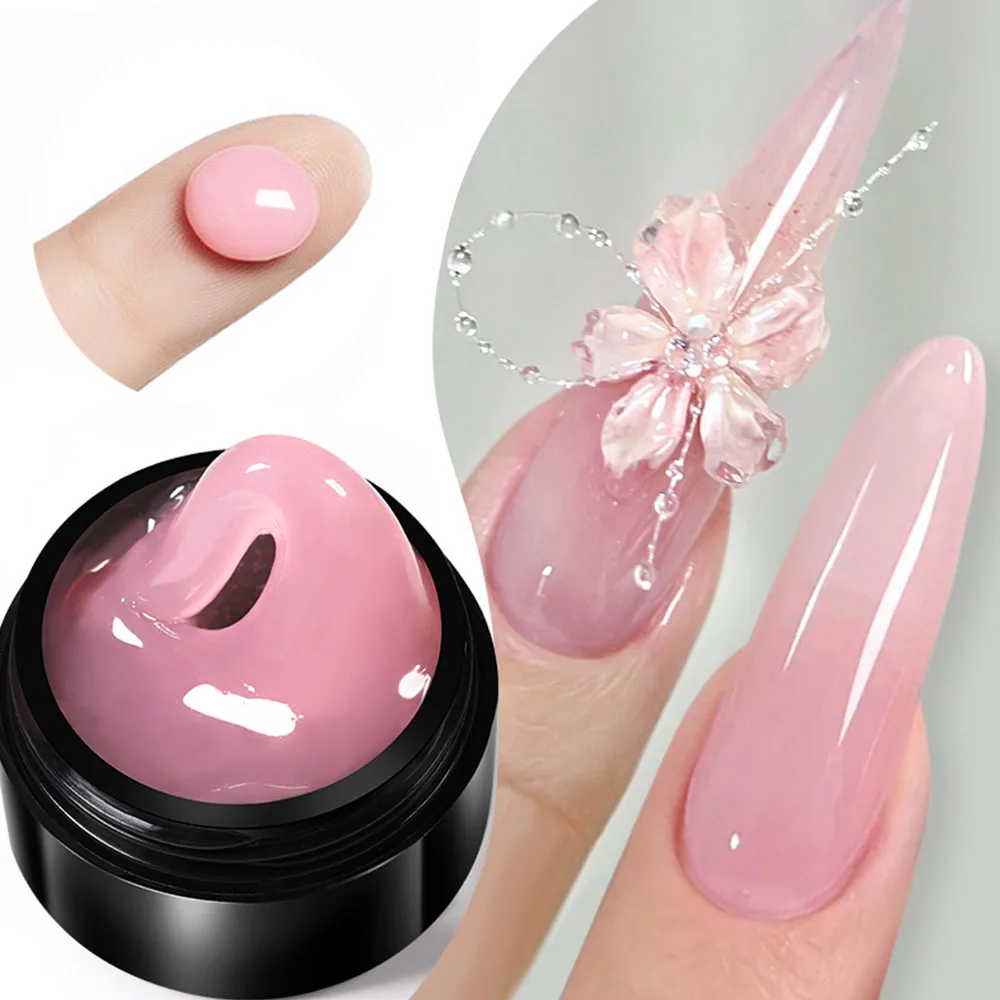 15ml Clear Non Stick Hand Extension Gel Nail Polish for 3D Shaping Nail Art Solid Milky Jelly Hard Gel for Fake Nail Design