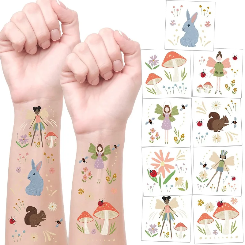 108pcs Woodland Fairy Temporary Tattoo Stickers for Girls Woodland Party Decorations Garden Fairies Party Birthday Party Favor