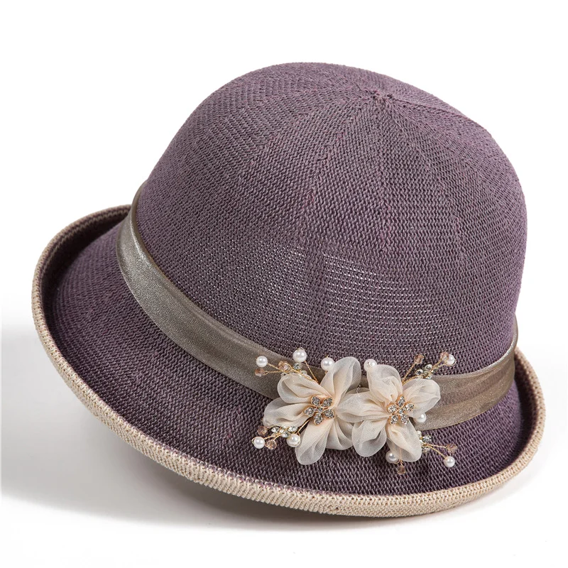 Fashion Elegant Bucket Hat Mother Bucket Hat Zichun Sunlight Blocker For Summer Sun Hat Middle-aged And Elderly People's Caps