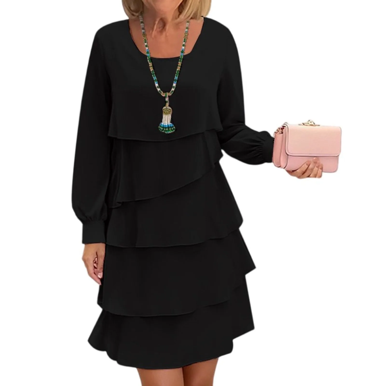 Damen Casual Und Modische Einfarbig Lange Ärmeln Kleid Vestidos Para Mujer Ropa De Mujer Vestidos Para Mujer Elegantes