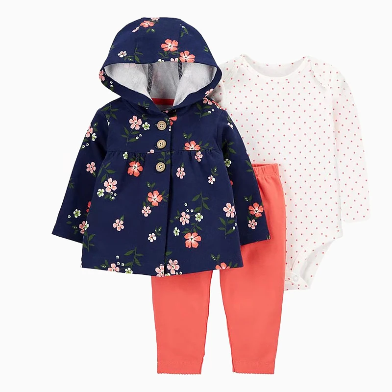 Ircomll-Ensemble de Vêtements pour Bébé Garçon et Fille, 100% Coton, Manteau Long, Combinaison de Batterie et Pantalon, 3 Pièces