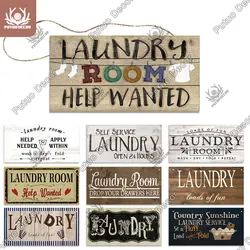 Putuo Decor Laundry Wooden Plaque Signs Wall Art Decor Decorative Plaque for Laundry Room Hanging Sign Washhouse Door Decoration