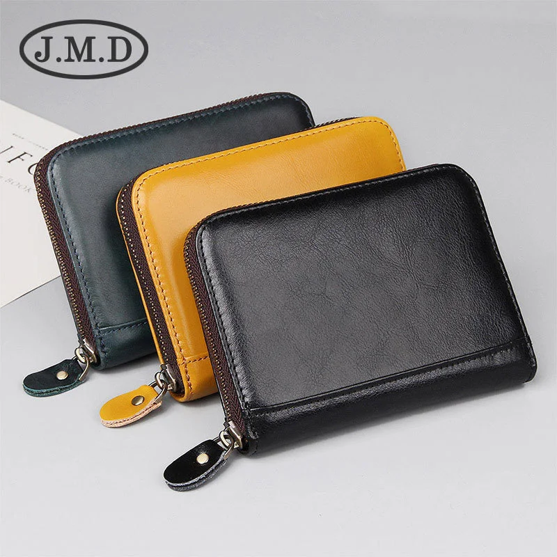 

Fashion Real Pickup Wrap Top Leather RFID Anti theft Brush Multi card Position Zero Wallet