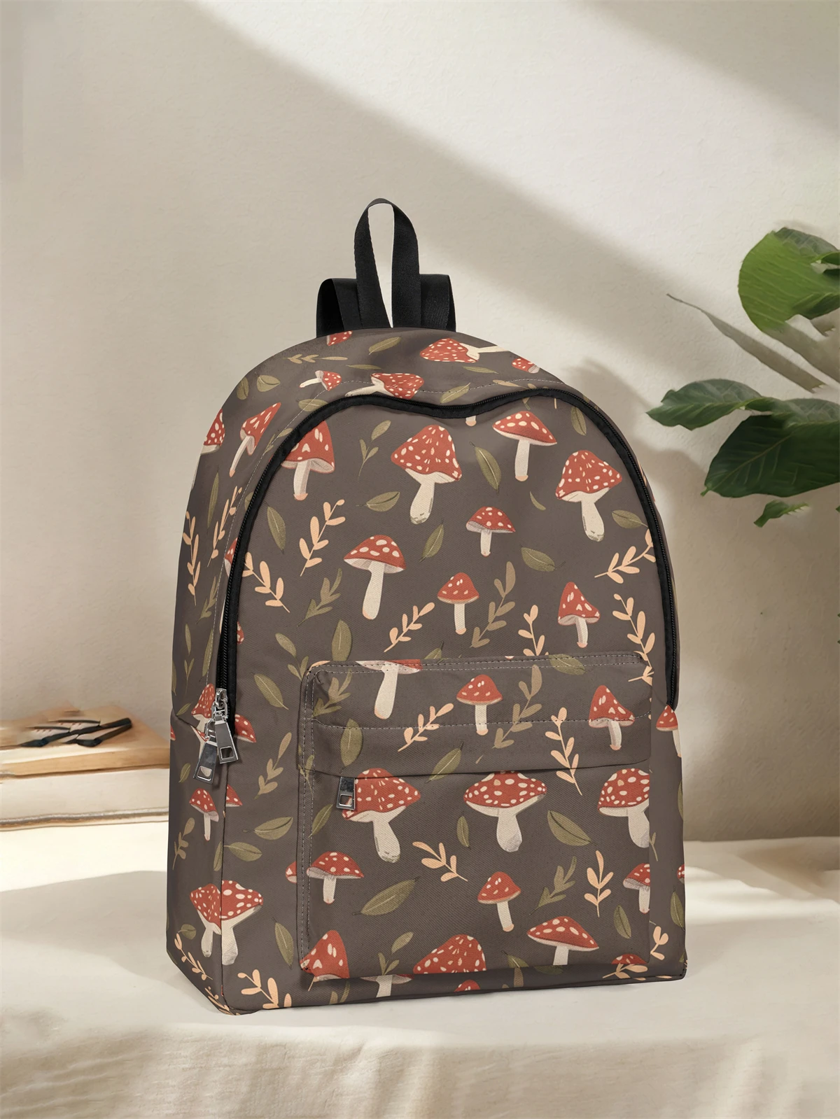 حقيبة ظهر بنمط الفطر والأوراق، جديدة 2025، حقيبة ظهر كاجوال للسفر، حقيبة ظهر كاجوال خفيفة الوزن وبسيطة للسفر #3
