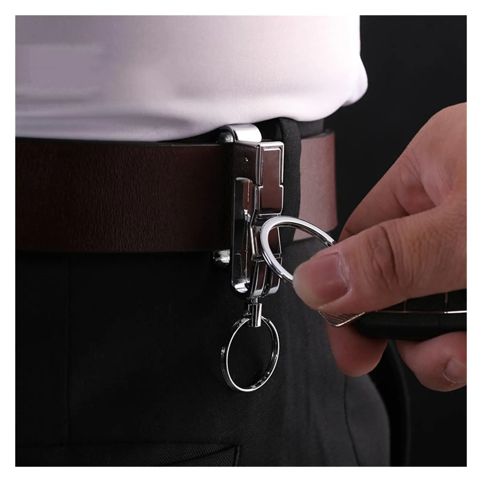 Metal Belt Clip Car Key Chain for Men, Detachable Dual Key Rings, Corrosion Resistant Anti-rust Key Holder