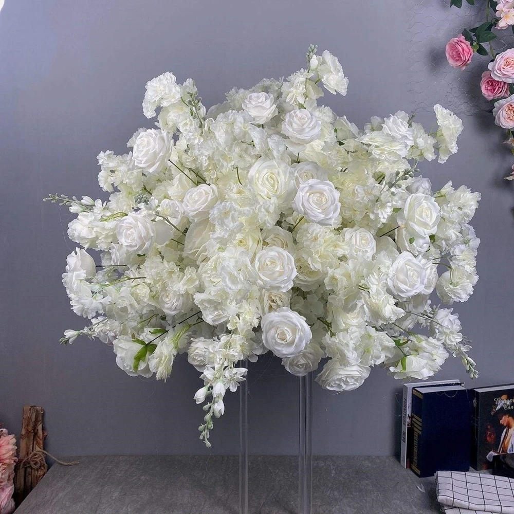 White Wedding Decoration Bouquets Table Flowers Centerpiece White Rose Flower Ball