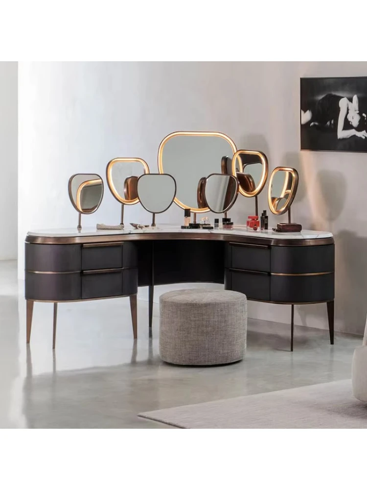 A modern, high-quality vanity with an LED mirror for bedroom furniture and decoration