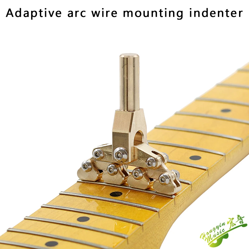 Guitar wire adaptive variable arc mounting head for various radius fretboard curvatures acoustic electric instruments fret press