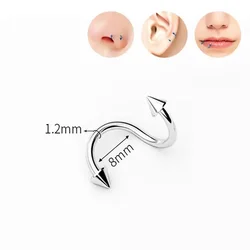 Stainless Steel Nose Ring Piercing Horseshoe Spike Septum Piercing Lip Tragus Helix Piercing Body Piercing Ring Hip Hop
