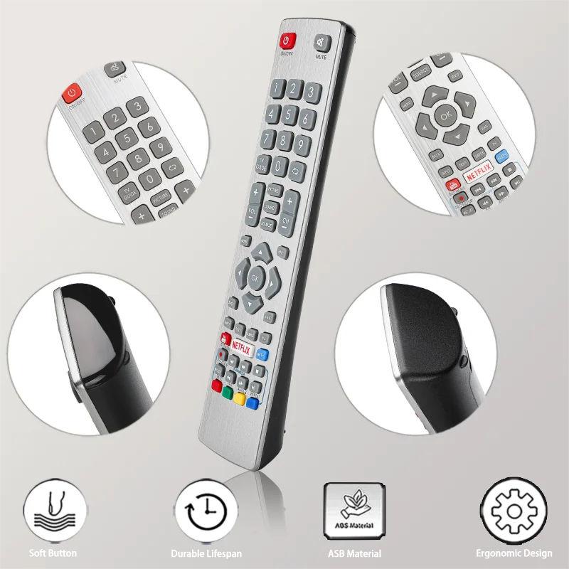 SHWRMC0120 For Sharp Remote Control Replacement With YouTube NETFLIX Buttons, For Sharp Aquos HD Smart TV LC-40UI7252E