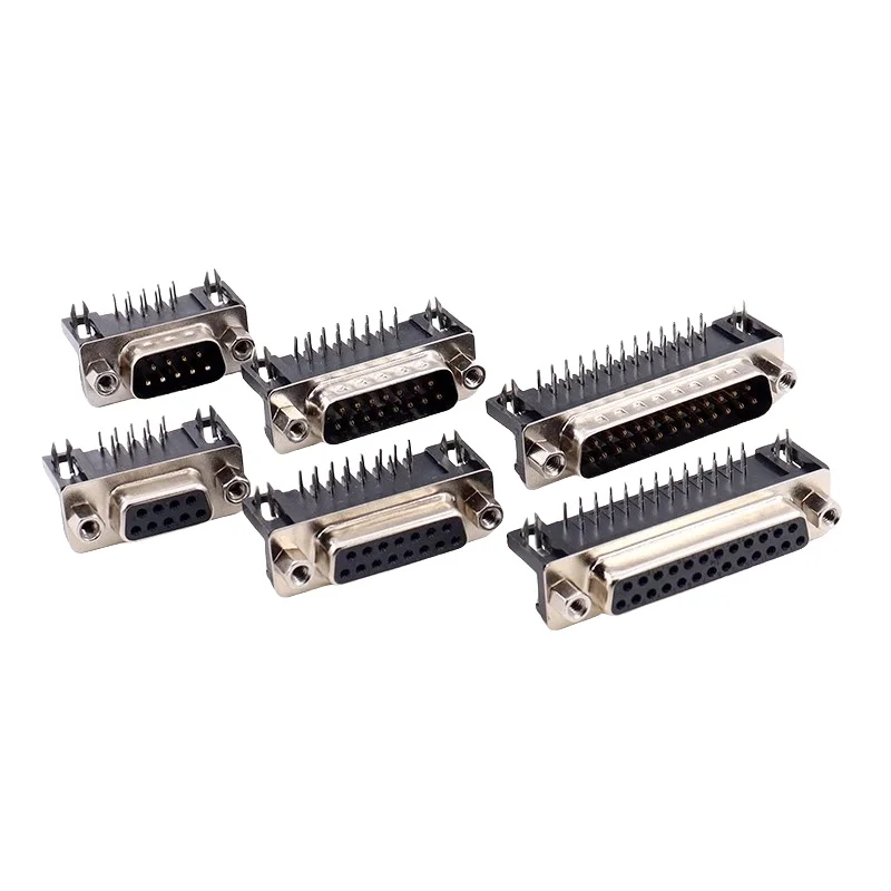 20PCS DR9/15/25/37 DB Male/Female Head Solder Board Plug in Plate 90 Degree Bent Foot/Pin Serial VGA Socket