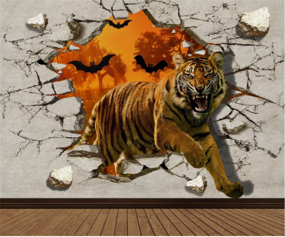 Custom wallpaper Abstract tiger animal mural home decoration Children's room background wall Decorative wallpaper