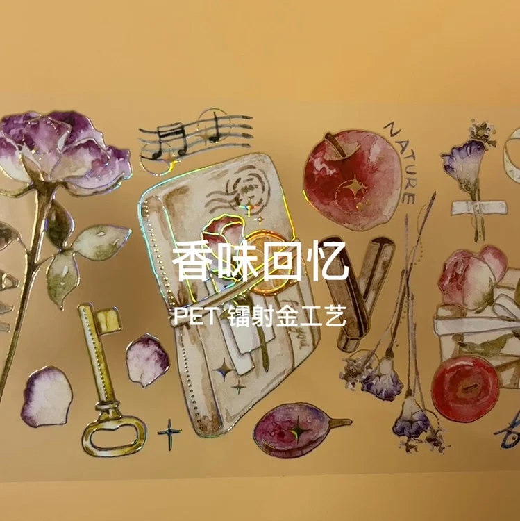 5Meter Whole Roll Rose Flower Shiny Floral PET Tape