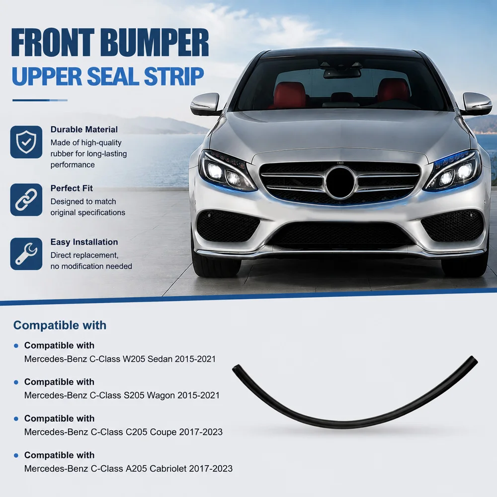For Mercedes-Benz C-Class W205 S205 2015-2021 C205 A205 2017-2023 Car Front Bumper Seal Strip 2056281300 A2056281300 Rubber