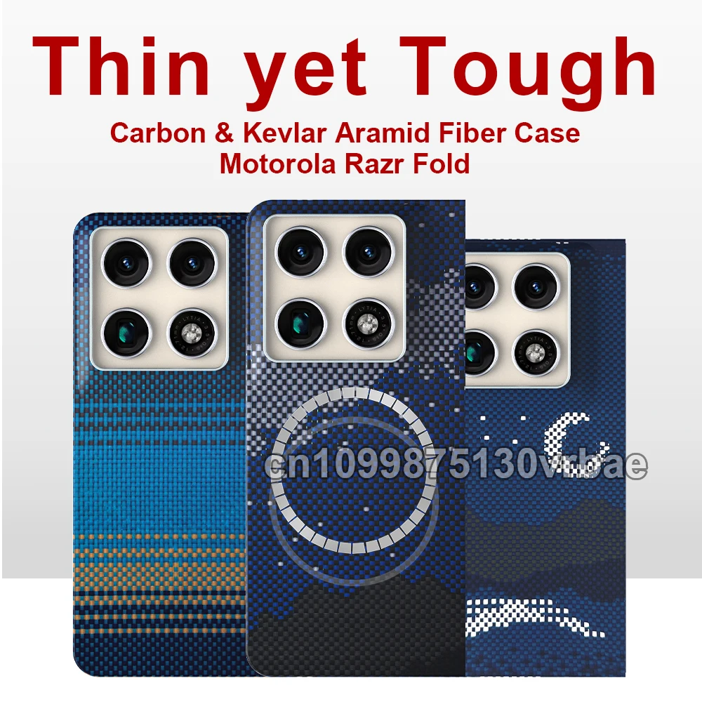 Carbon Fiber Aramid Magnetische Hülle für Motorola Razr Fold Stoff Dünn Hart Leichtgewichtige Abdeckung Magnetisch Schwarz Schlank Hellrot