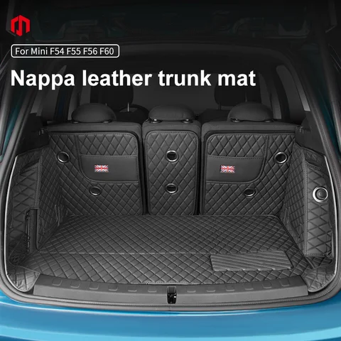 미니 쿠퍼 F56 F60 F54 F55 Countryman Clubman PU 가죽 트렁크 매트 자동차 방수 바닥 매트 완전히 둘러싸인 액세서리