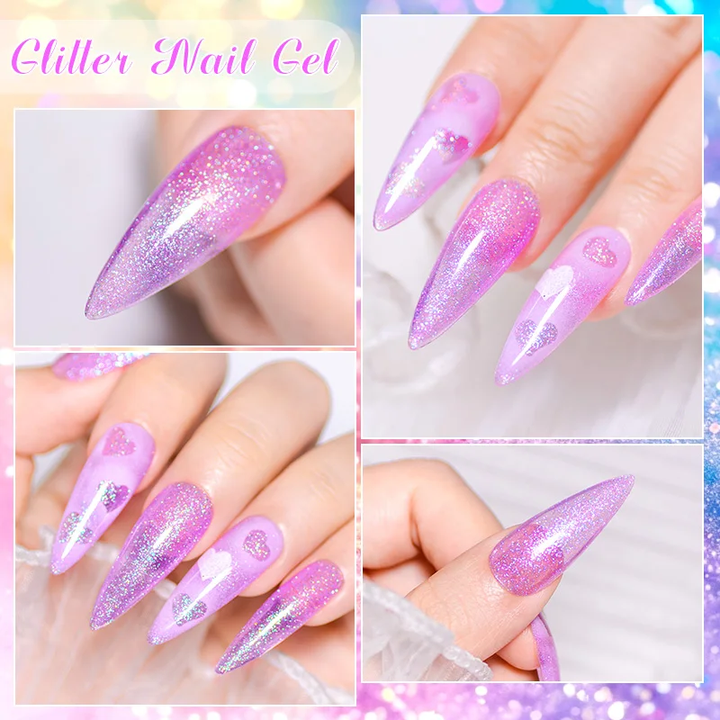 6 قطعة/المجموعة الملونة بريق جيل للأظافر مجموعة البولندية طويلة الأمد مشرق تأثير تألق نقع قبالة مسمار الفن مانيكير جل الورنيش كيت #5