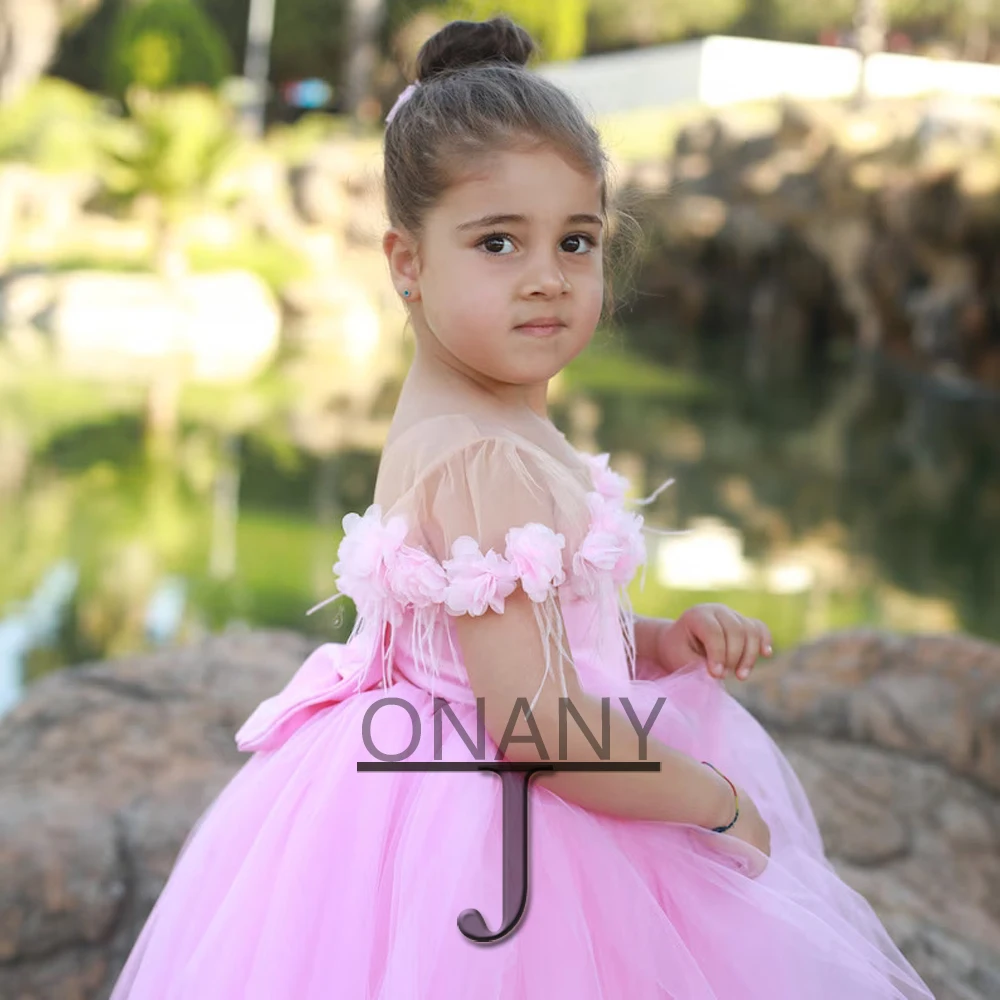 

JONANY шикарное платье принцессы с цветочным узором для девочек, тюлевое платье с 3D цветами, Прямая поставка, красивое праздничное платье для первого причастия, Robe De Demoiselle