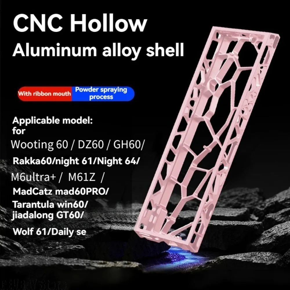 

H60 Hollow Aluminum Keyboard Case Shell for Wooting 60/HE+ 60% Keys Layouts for Mad 60/Pro DZ60 GH60 Win60/HE GT60/Pro Keyboard