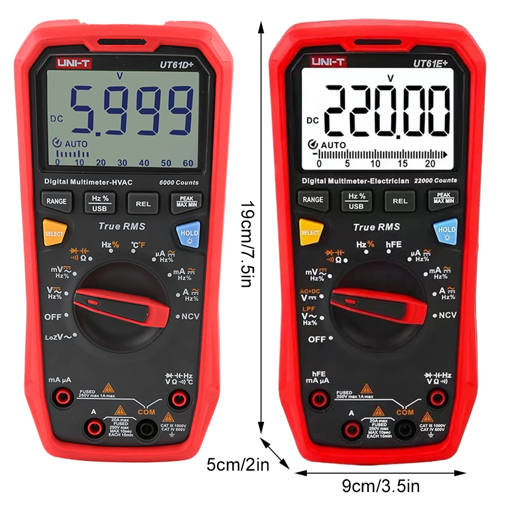 UNI-T UT61D+ UT61E+ Smart Multimeter Handheld Digital Professional Multi Meter 22000 Counts AC DC Ammeter Voltmeter Multitester