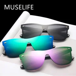 Nuevas gafas de sol de moda de una pieza, gafas con personalidad de tendencia, diseño de marca, protección reflectante, gafas de sol sin marco UV400