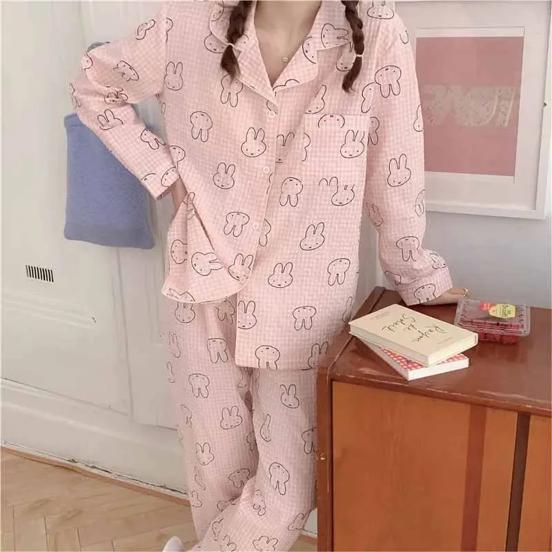 New Miniso Kawaii Miffys Pajamas Suit Anime Cute Cartoon Cotton Sweat Absorption Home Clothes for Y2K Girls Birthday Gifts Toys