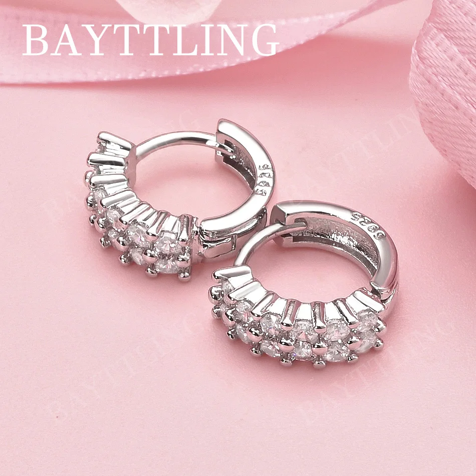 

Luxurious 925 Sterling Silver Exquisite Double Row of Zircon Earrings for Women, Wedding Jewelry Accessories, Fashionable Gift