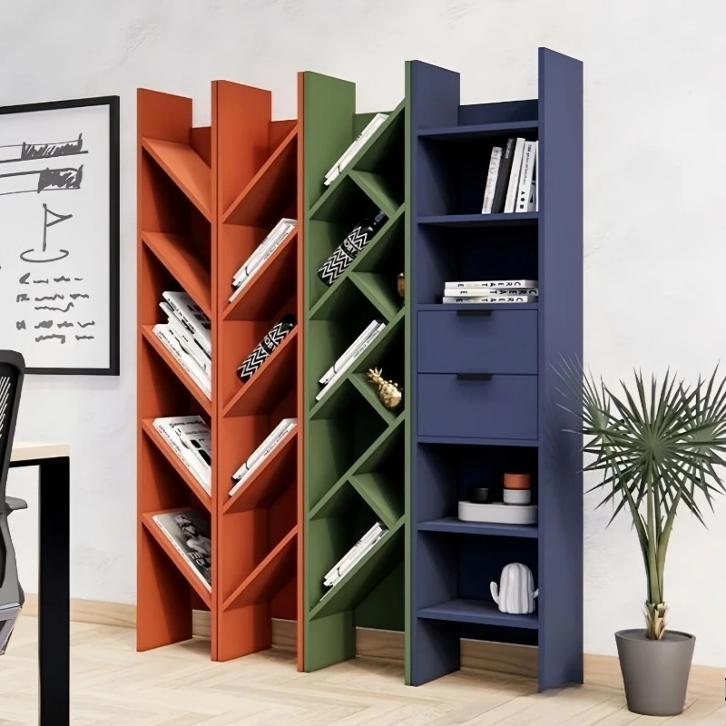 New paint bookcase, floor-to-ceiling multi-functional color matching locker, modern simple storage bookcase