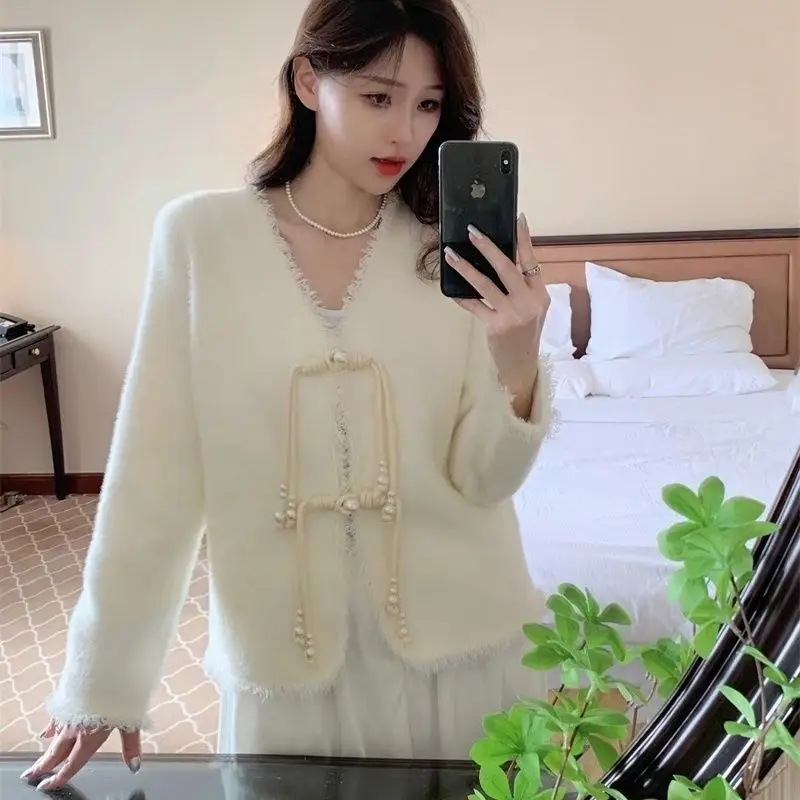 

Свитера Джемперы Кардиганы Женский кардиган Женский с длинным рукавом для поездок на работу Ребристая вязка Золотая пуговица Обычная посадка BF Y2K Meeting Colorful