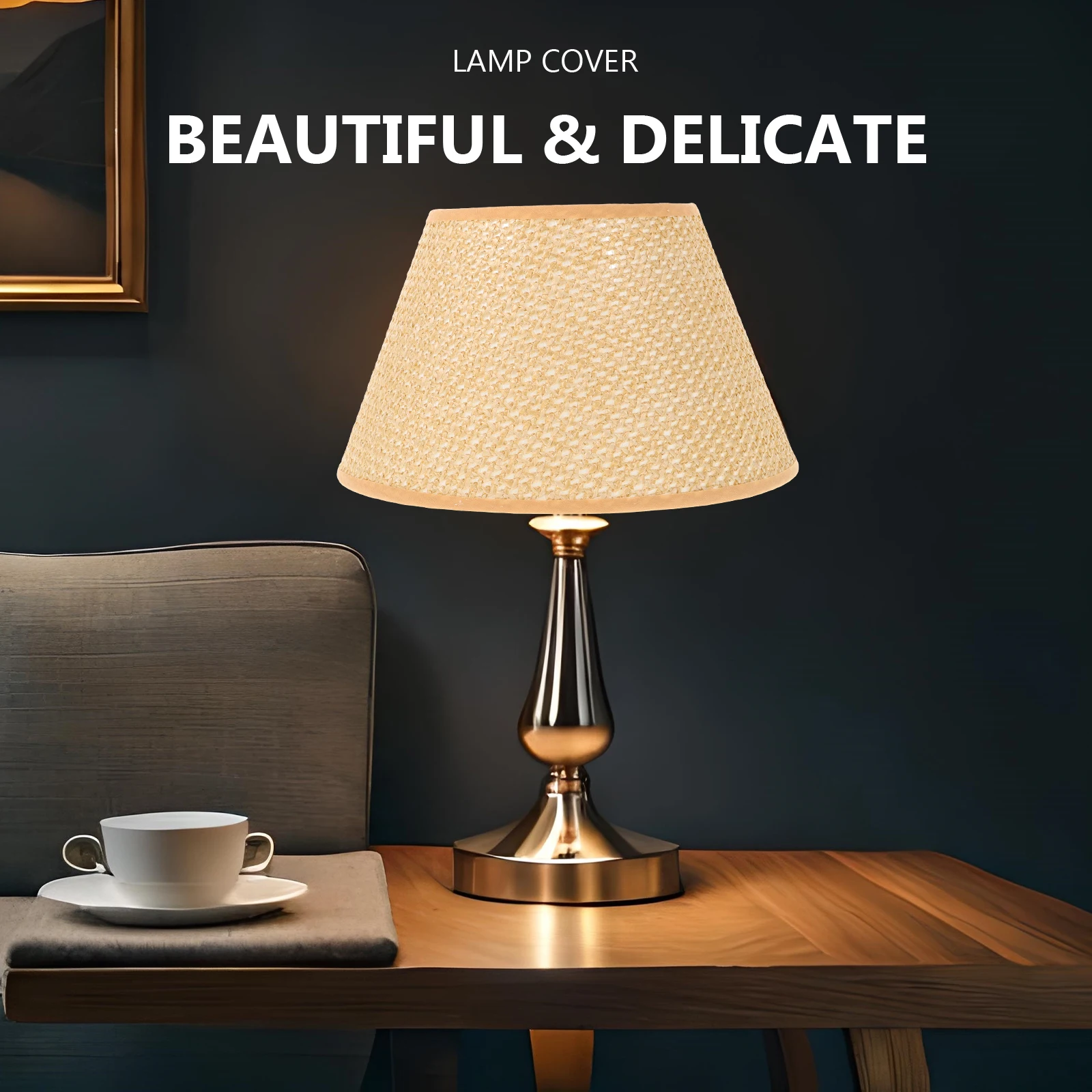 

Woven Lamp Shade Table Lamp Cover Replacement Lampshade Desktop Light Cover Decoration Woven Lampshade