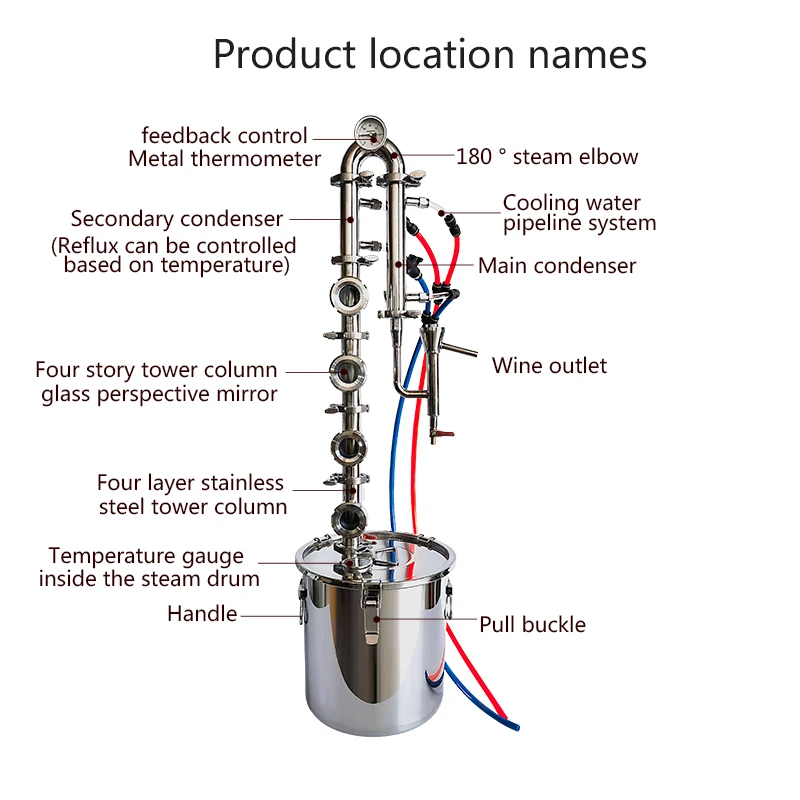 50L 304 stainless steel home alcohol distiller Private distiller Distiller Winery Accessories Private winemaker Vintner