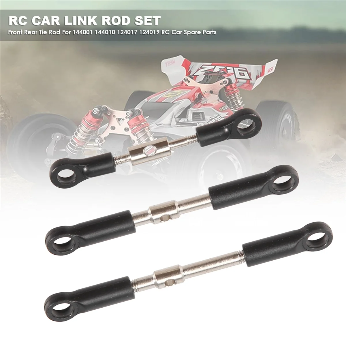 7Pcs Front Rear Tie Rod Servo Link Rod with Ball Head Screw for Wltoys 144001 144010 124017 124019 RC Car Spare Parts