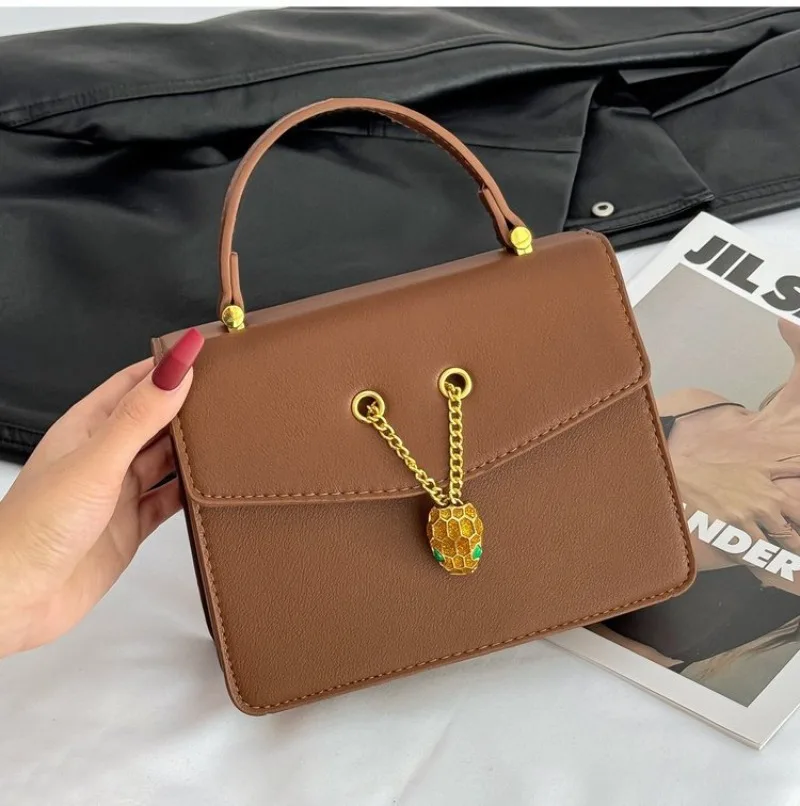 

2025 New Snake Head Chain Satchel - Minimalist Box Bag, Fashionable Shoulder Crossbody Purse, Trendy Women's Handbag