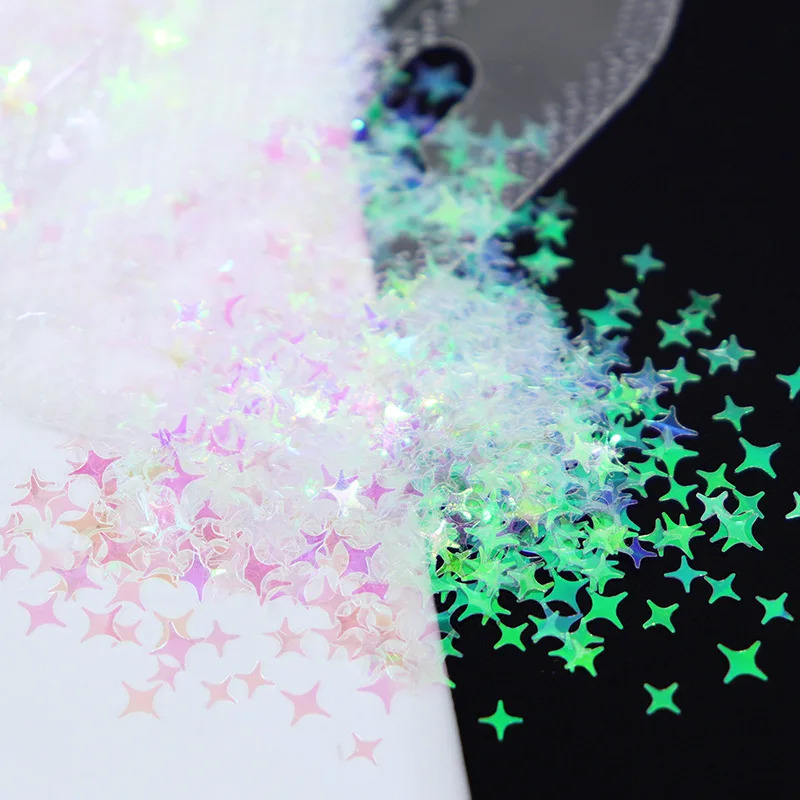 Prettyg 1 caixa mix estrela de quatro pontas lantejoulas glitter forma brilho estrela cor holográfica glitter para resina diy decoração da arte do prego