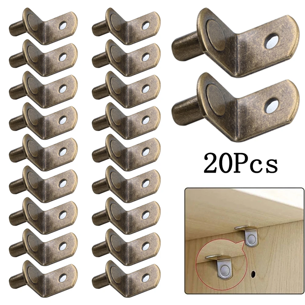 20Pcs Shelf Brackets Support Studs Pegs Pin Shelves Seperator For Cabinet Cupboard Furniture Shelf Wall Mount Bracket Holder