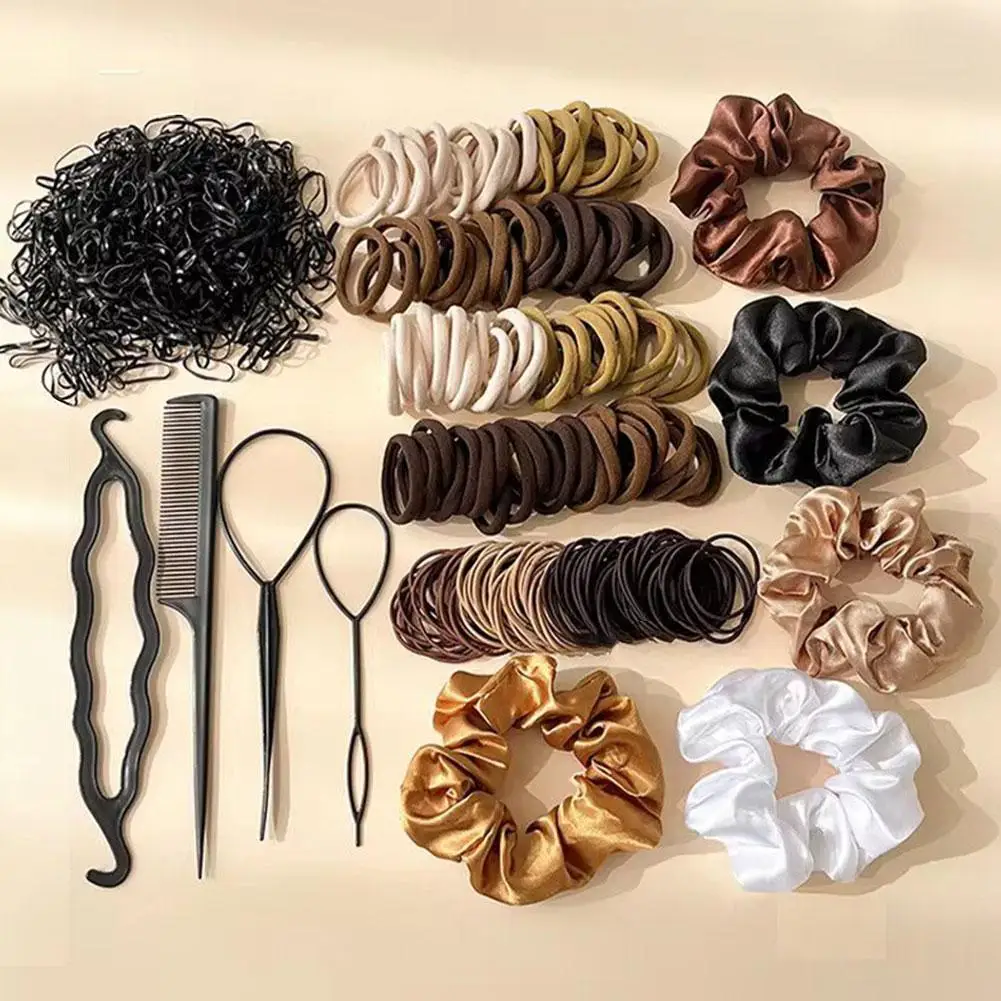 

1109PCS Winter Hair Accessories Set for Women Seamless Ponytail Holders Scrunchies Elastic Hair Ties with Comb and Hairpin